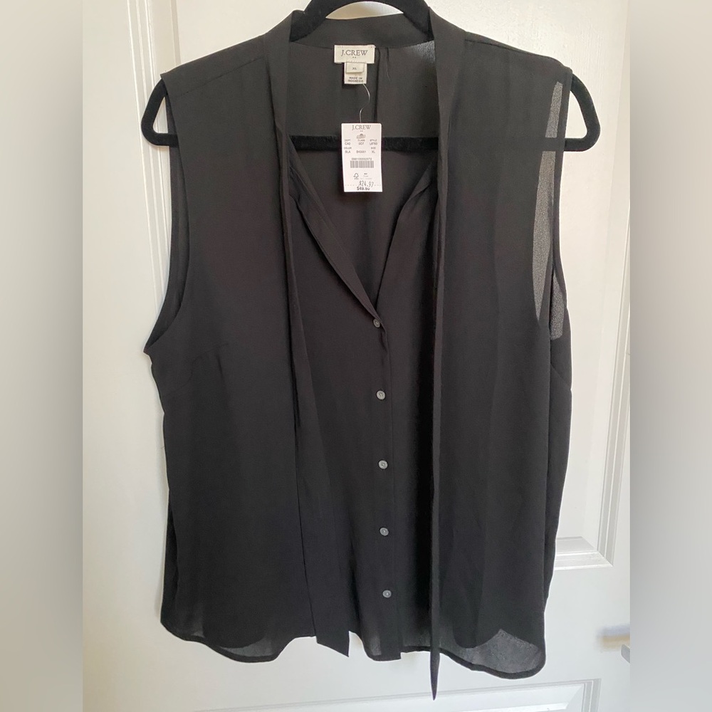 J. Crew Black Sleeveless Blouse | Size XL